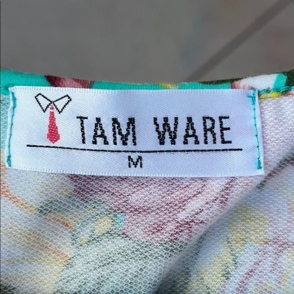 Tam Ware Floral Print Dress Spring Easter Scoop Neck Short Sleeve Summer Size M - Picture 4 of 6